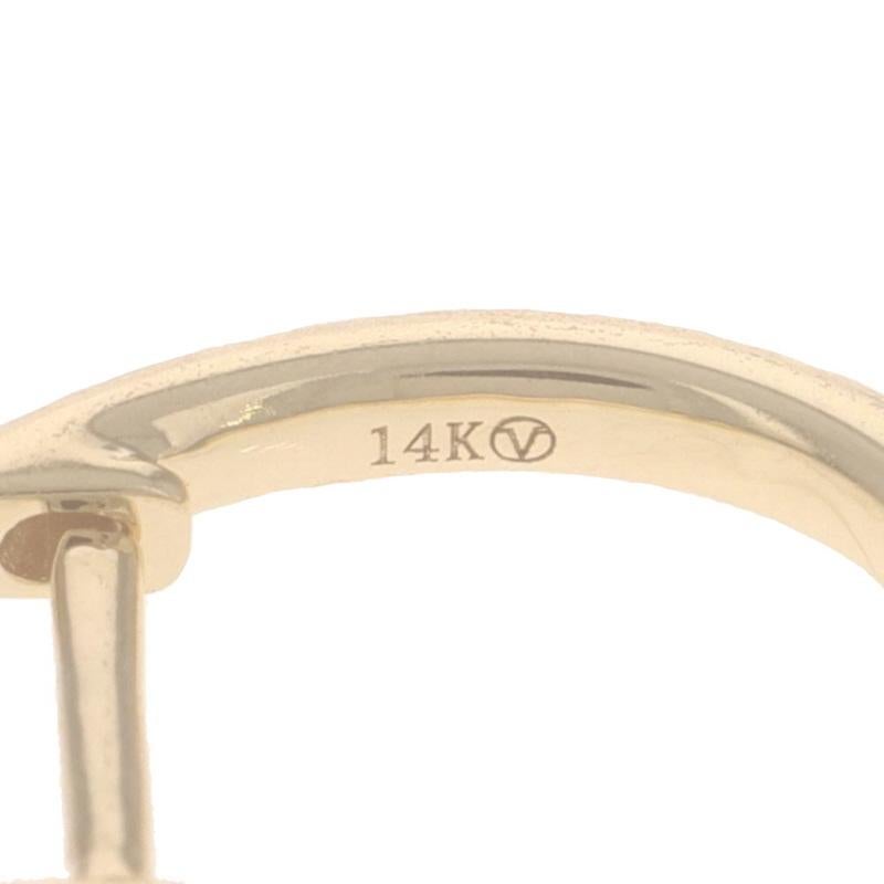 Gelbgold Diamant kultiviert Süßwasserperle Hoop Ohrringe 14k Runde durchbohrt im Angebot 1