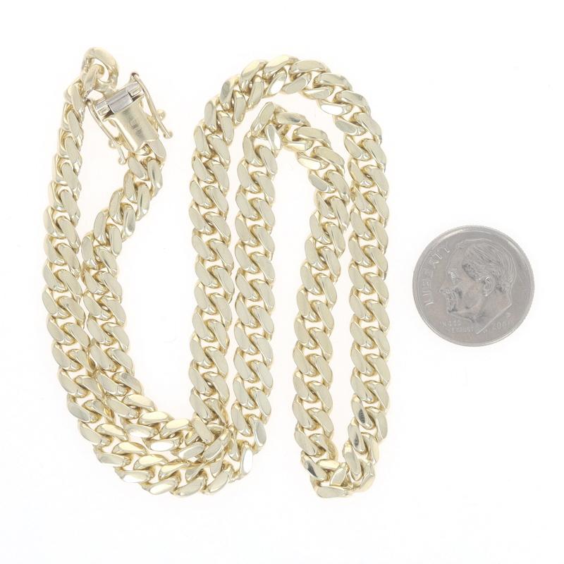 Yellow Gold Diamond Curb Chain Necklace 15 1/4