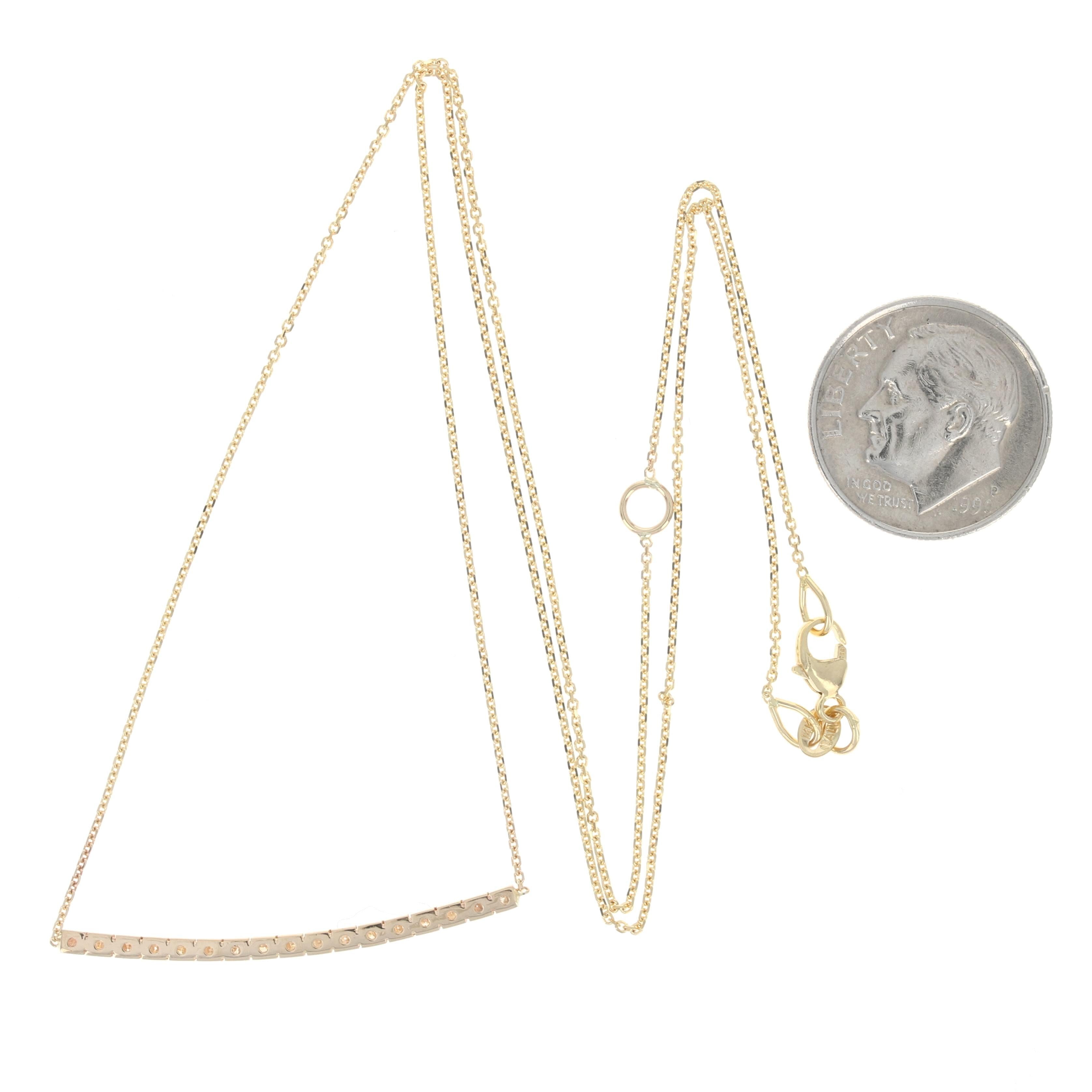 Collier en or jaune à barres courbes et diamants - 14k Round Brilliant .32ctw Ajustable Pour femmes en vente