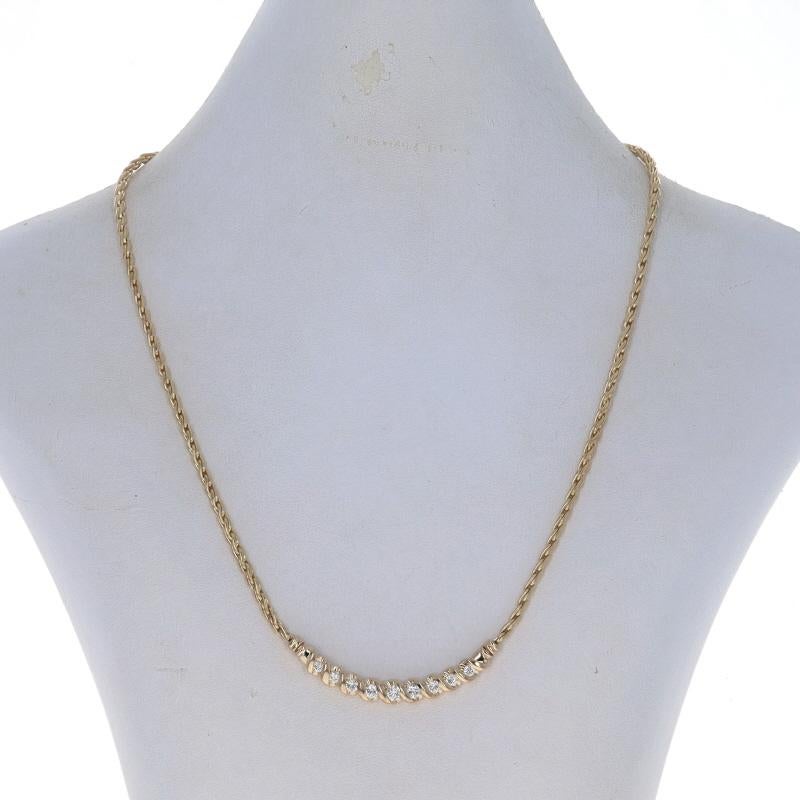 Round Cut Yellow Gold Diamond Curved Bar Necklace 17
