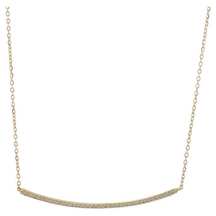 Collana con ciondolo a barre curve di diamanti in oro giallo da 16" 14k Round .10ctw Regolabile in vendita