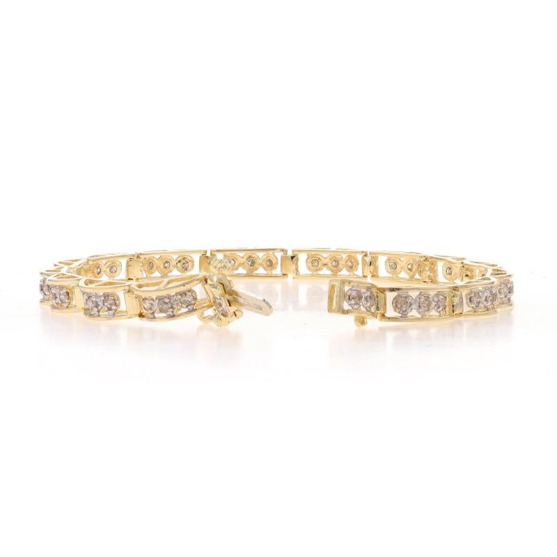 Women's Yellow Gold Diamond Curved Link Bracelet 7