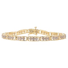 Yellow Gold Diamond Curved Link Bracelet 7" - 10k Round .80ctw Tennis-Inspired