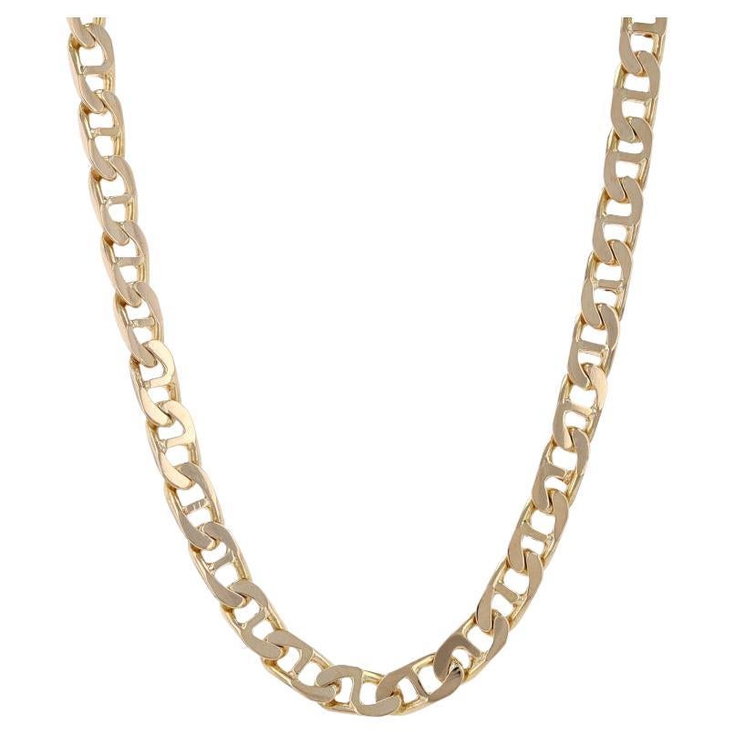 Yellow Gold Diamond Cut Anchor Chain Necklace 18" - 18k Marine For Sale