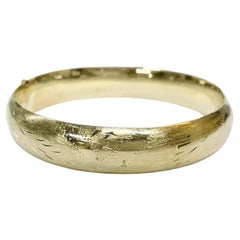 Yellow Gold Diamond-Cut Bangle Bracelet