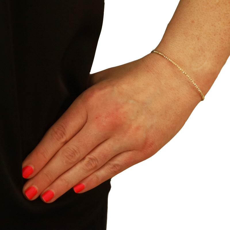 Gelbgold Diamantschliff Perle Armreif Armband 6 3/4