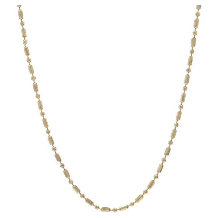 Yellow Gold Diamond Cut Bead Chain Necklace 16" - 14k