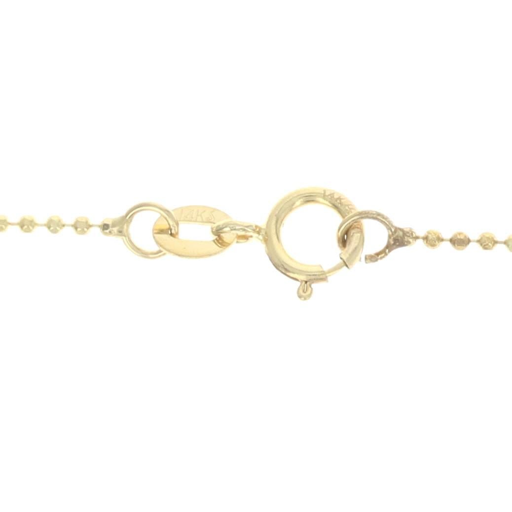 Yellow Gold Diamond Cut Bead Chain Necklace, 14k Spring Ring Clasp In New Condition In Greensboro, NC