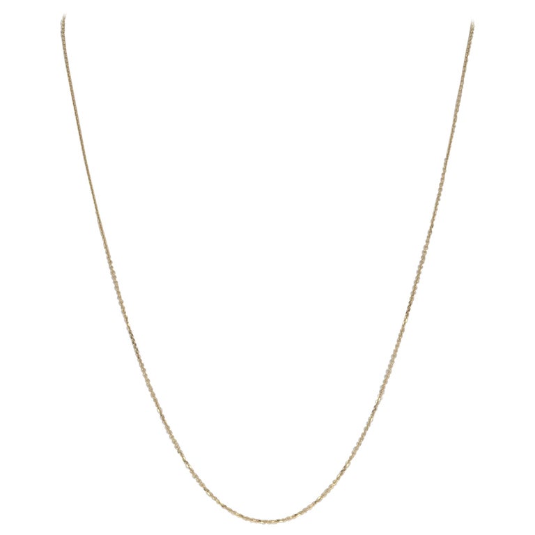 14K Yellow Gold 1mm Diamond Cut Rope Chain Necklace with Lobster Claw Clasp 