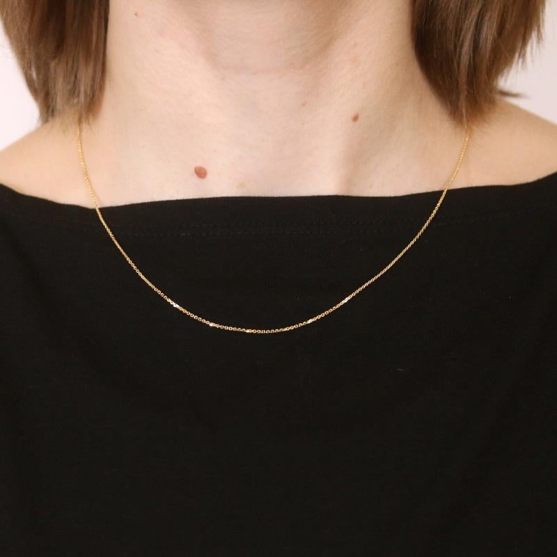 Women's or Men's Yellow Gold Diamond Cut Cable Chain Necklace - 14k Adjustable Length For Sale