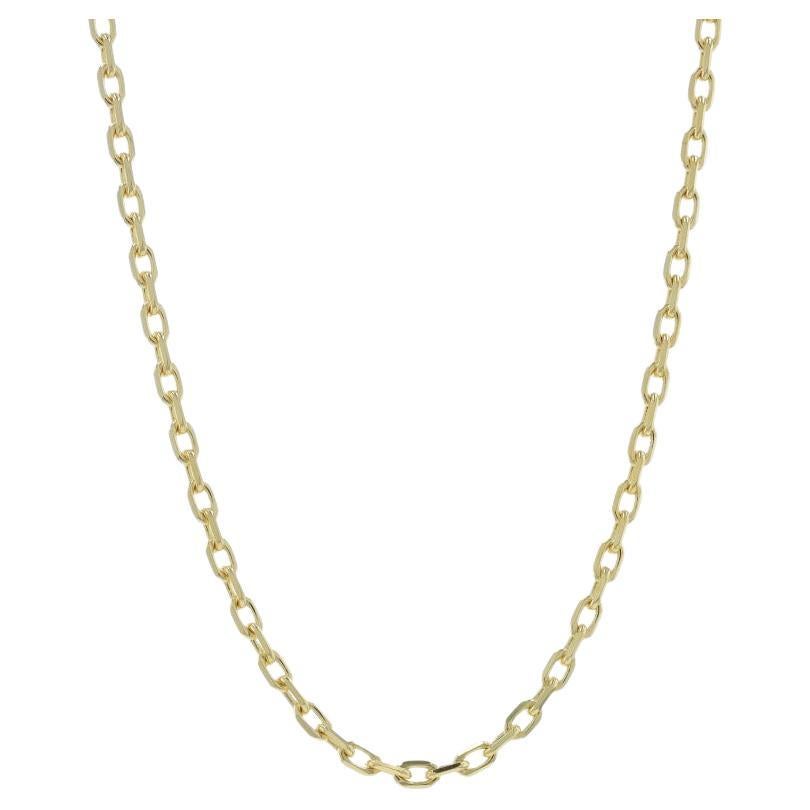 Yellow Gold Diamond Cut Cable Chain Necklace 15 3/4" - 18k Italy For Sale