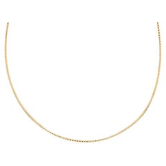 Yellow Gold Diamond Cut Cocoon Chain Necklace 15 3/4" - 14k Choker Italy