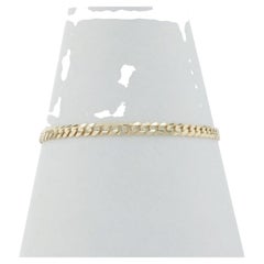 Yellow Gold Diamond Cut Curb Chain Bracelet 7" - 10k