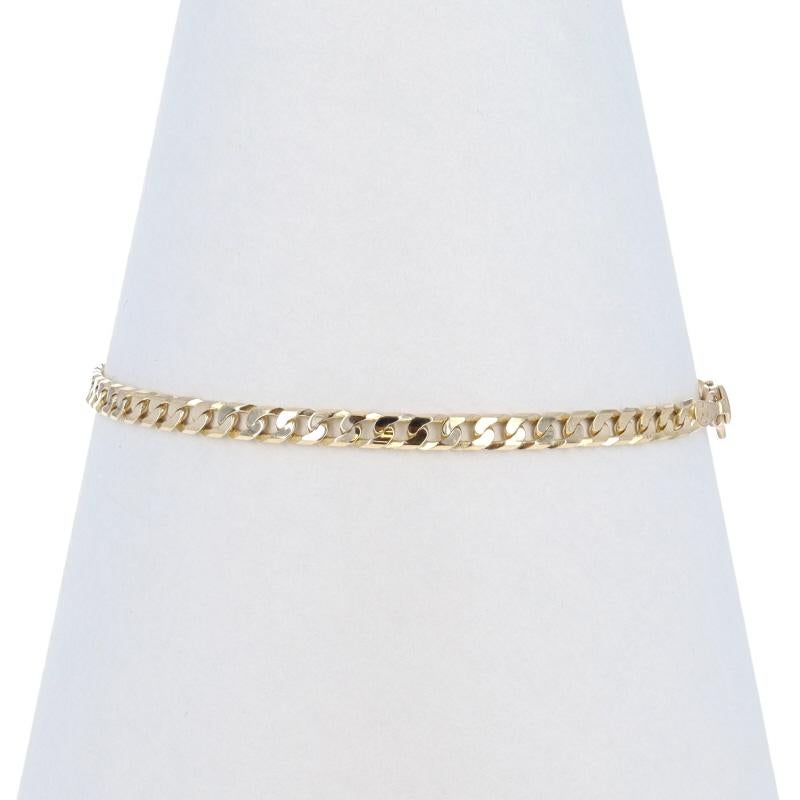 Yellow Gold Diamond Cut Curb Chain Bracelet 7" - 14k Italy