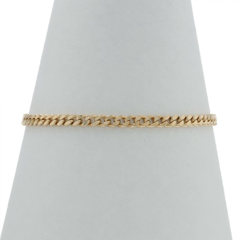 Yellow Gold Diamond Cut Curb Chain Bracelet 8 1/2" - 18k