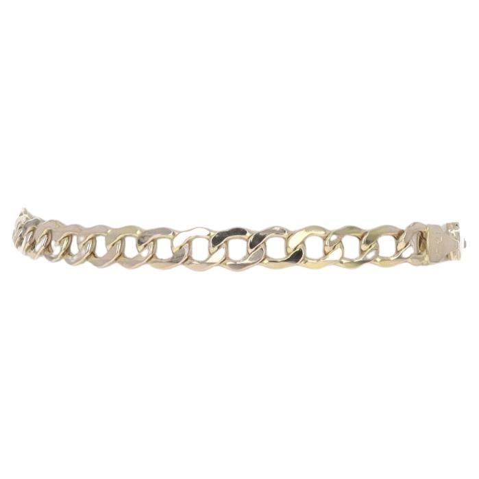 Yellow Gold Diamond Cut Curb Chain Men's Bracelet 8 1/2" - 10k Italy For Sale