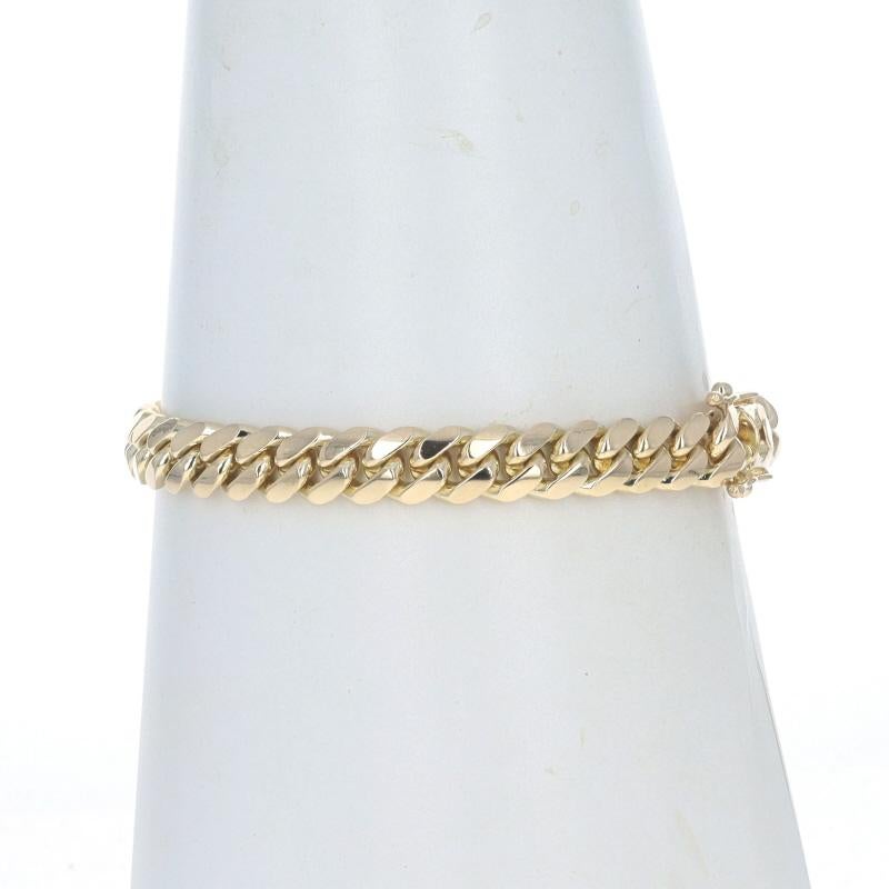 Women's Yellow Gold Diamond Cut Curb Chain Men's Bracelet 9
