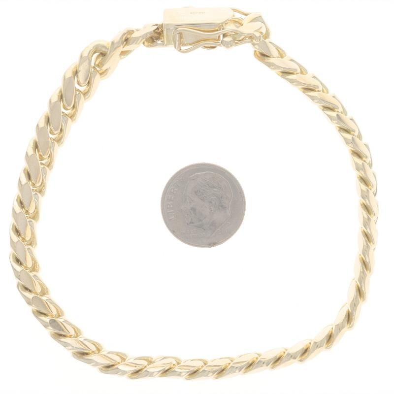 Yellow Gold Diamond Cut Curb Chain Men's Bracelet 9