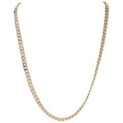 Vintage Yellow Gold Diamond Cut Curb Chain Men's Necklace, 14 Karat Lobster Claw Clasp