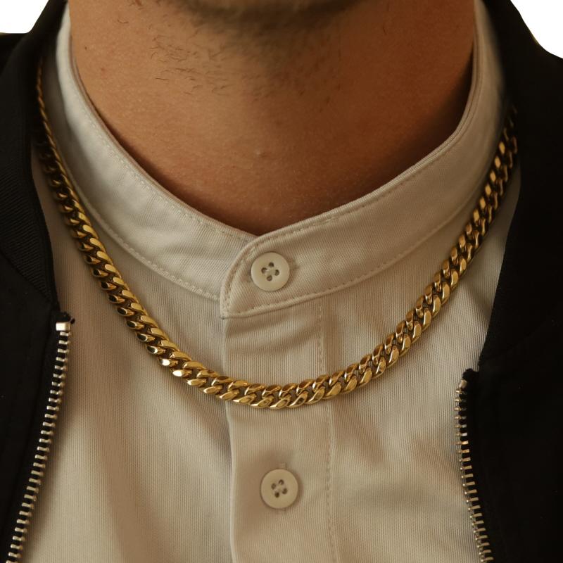 Women's Yellow Gold Diamond Cut Curb Chain Men's Necklace 20
