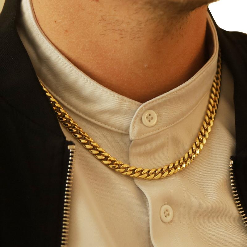 Yellow Gold Diamond Cut Curb Chain Men's Necklace 20
