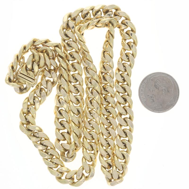 Yellow Gold Diamond Cut Curb Chain Men's Necklace 20