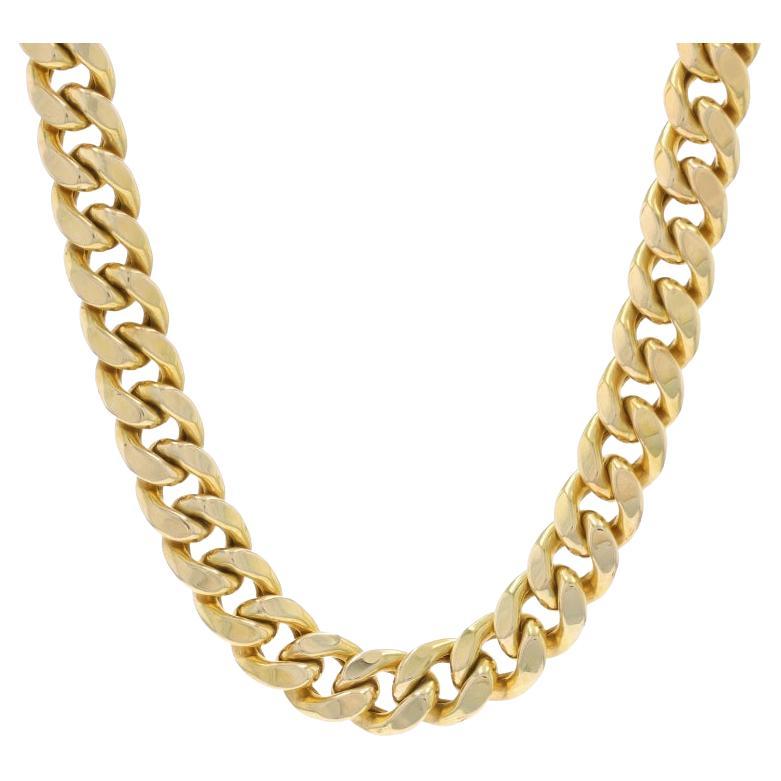 Yellow Gold Diamond Cut Curb Chain Men's Necklace 20" - 10k