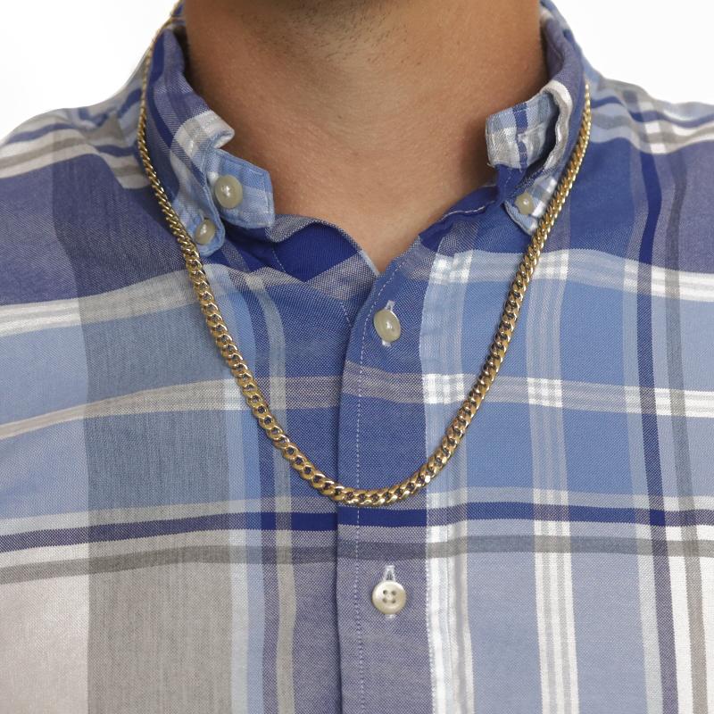 Women's or Men's Yellow Gold Diamond Cut Curb Chain Men's Necklace 24