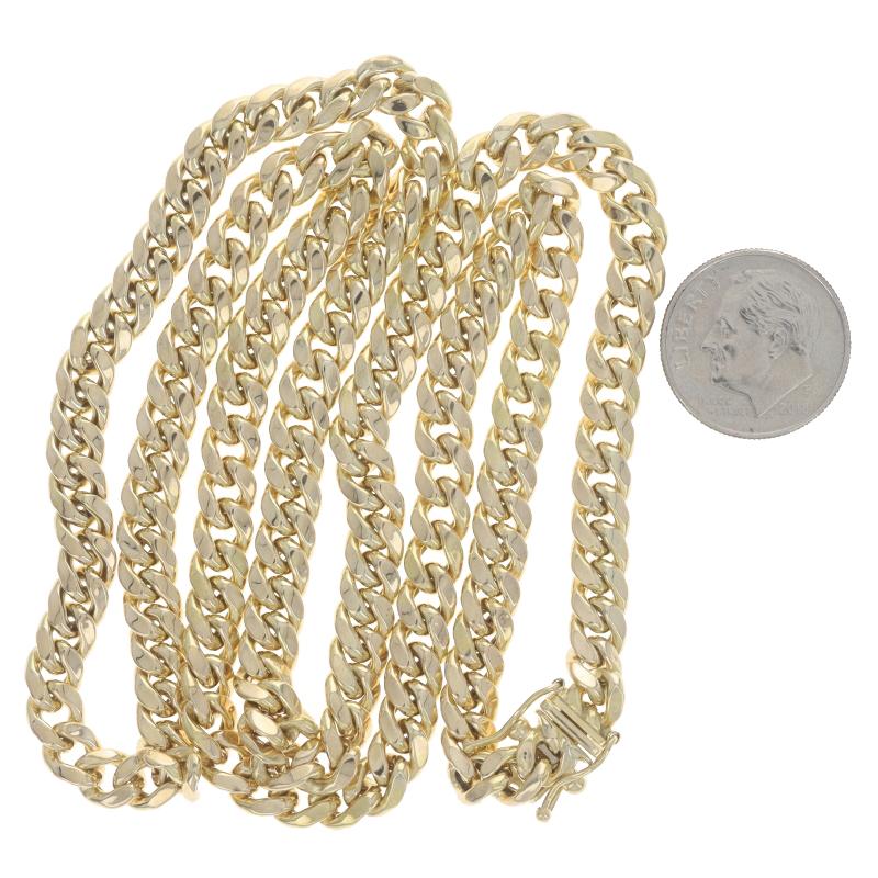 Yellow Gold Diamond Cut Curb Chain Men's Necklace 24