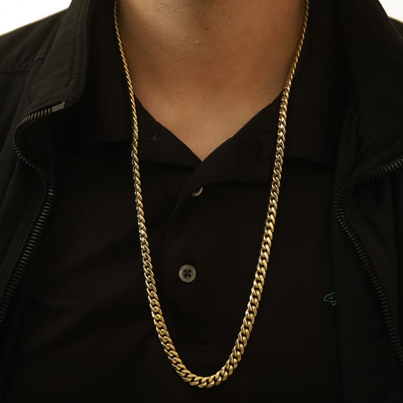 Collier pour homme en or jaune avec chaîne en forme de diamant 30 1/4
