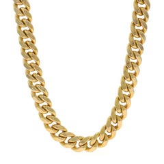 Yellow Gold Diamond Cut Curb Chain Men's Necklace 30 1/4" - 10k