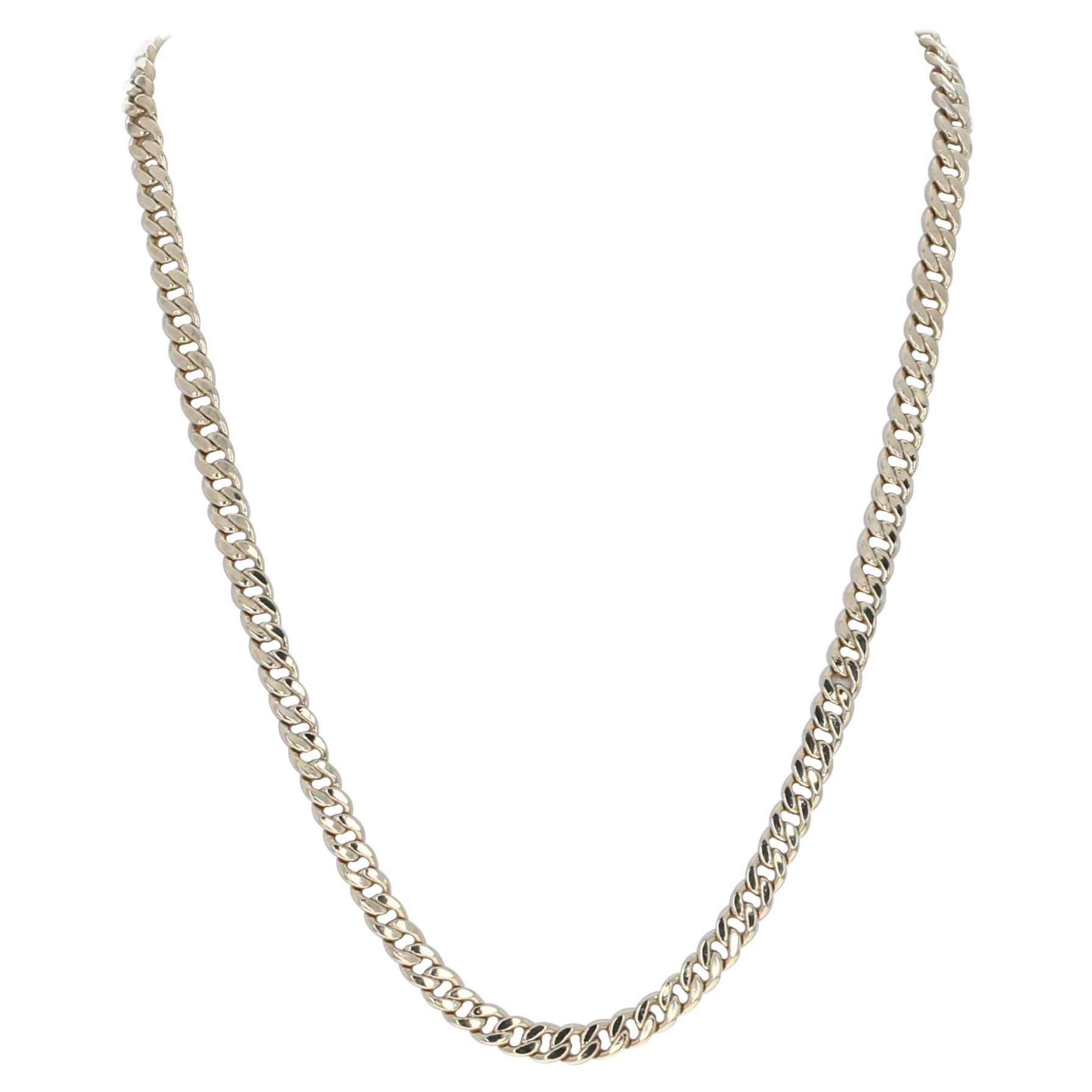 Collar de cadena de bordillo de oro amarillo con corte de diamante, 14k
