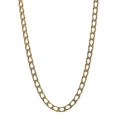 Yellow Gold Diamond Cut Curb Chain Necklace 17 1/2" - 18k