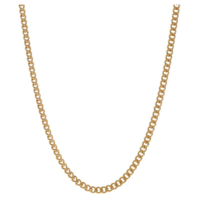 Yellow Gold Diamond Cut Curb Chain Necklace 18" 10k For Sale