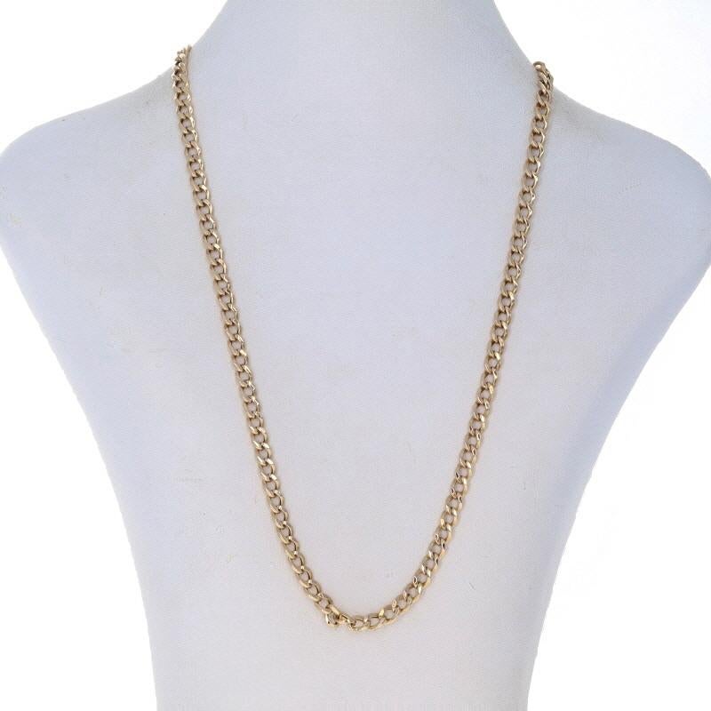 Yellow Gold Diamond Cut Curb Chain Necklace 19 1/4