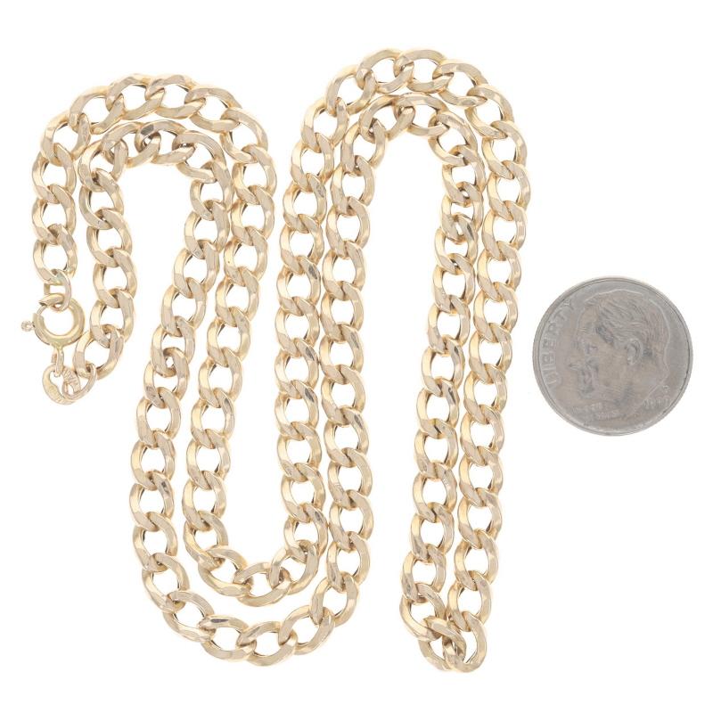 Yellow Gold Diamond Cut Curb Chain Necklace 19 1/4