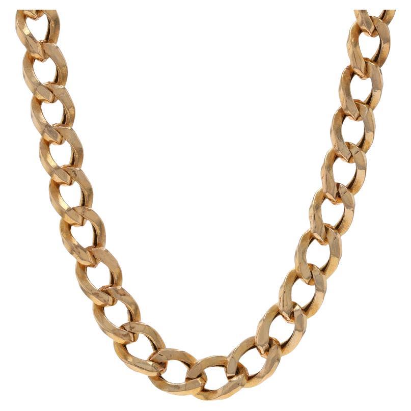 Yellow Gold Diamond Cut Curb Chain Necklace 19 1/4" - 14k Italy