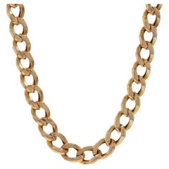 Yellow Gold Diamond Cut Curb Chain Necklace 19 1/4" - 14k Italy