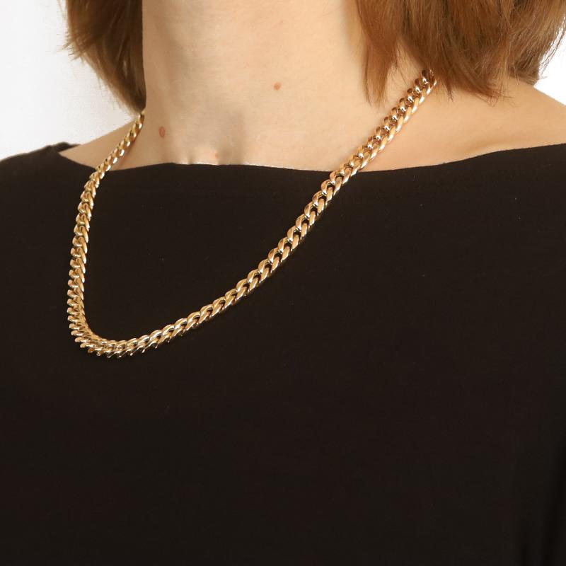 Yellow Gold Diamond Cut Curb Chain Necklace 20