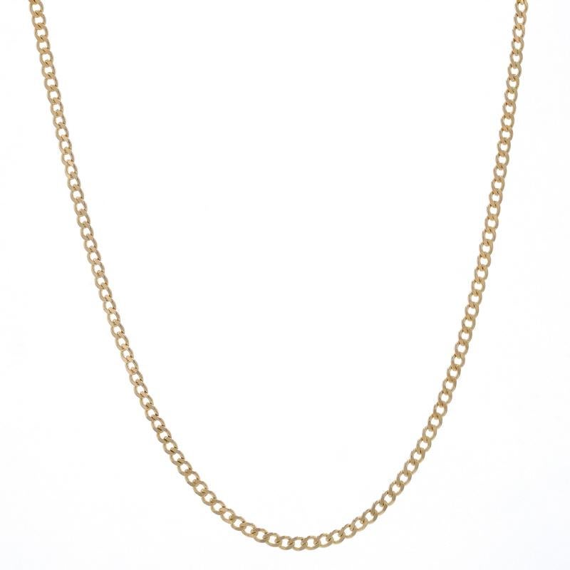 Metal Content: 10k Yellow Gold

Chain Style: Diamond Cut Curb
Necklace Style: Chain
Fastening Type: Lobster Claw Clasp

Measurements

Length: 22