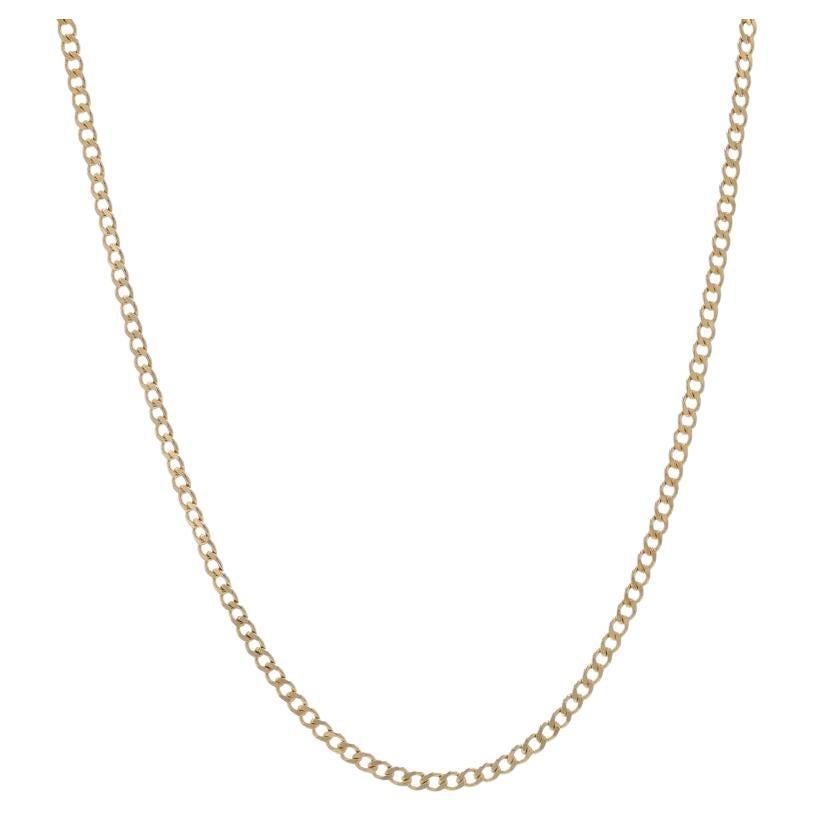 Yellow Gold Diamond Cut Curb Chain Necklace 22" - 10k For Sale