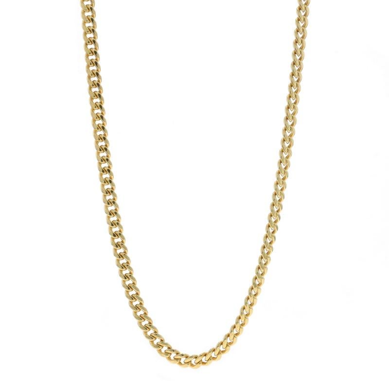 Contenu du métal : Or jaune 10k

Style de chaîne : Coupe diamantée
Style du collier : Chaîne
Type de fermeture : Fermoir à onglet avec deux fermoirs de sécurité latéraux
Caractéristiques : Maillons à structure creuse pour un port confortable tout au