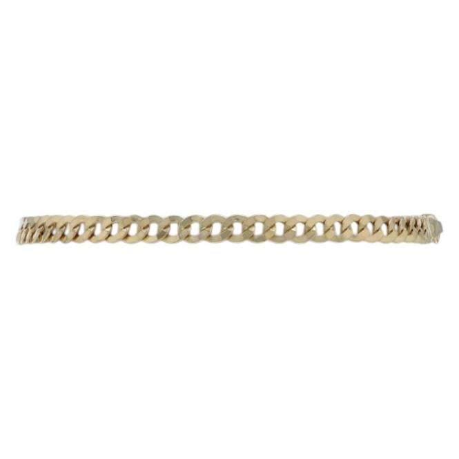 Yellow Gold Diamond Cut Curb Chain Unisex Bracelet 7 1/4" - 10k