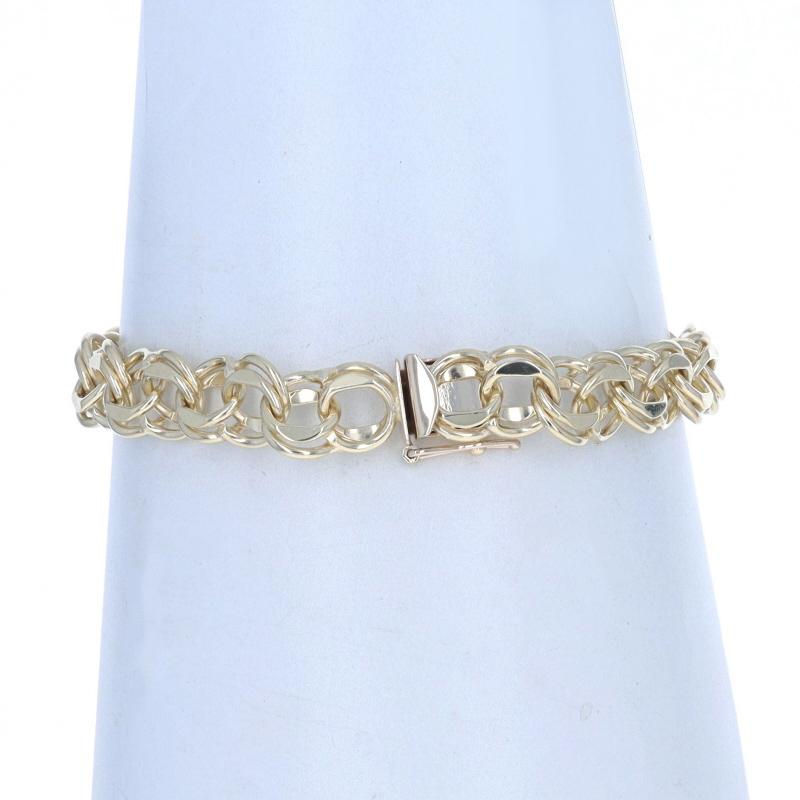 Women's Yellow Gold Diamond Cut Double Curb Chain Bracelet 7 1/2