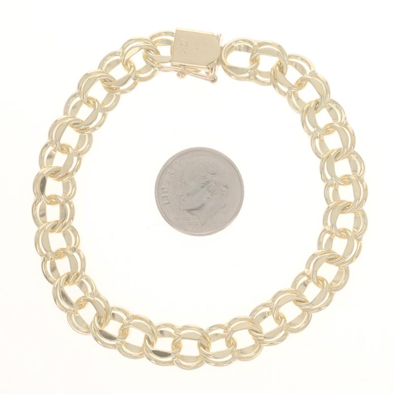 Yellow Gold Diamond Cut Double Curb Chain Bracelet 7 1/2