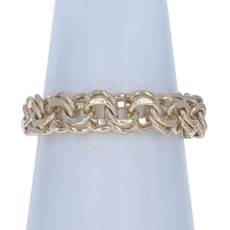Gelbgold Diamantschliff Double Curb Kettenarmband 7 1/2