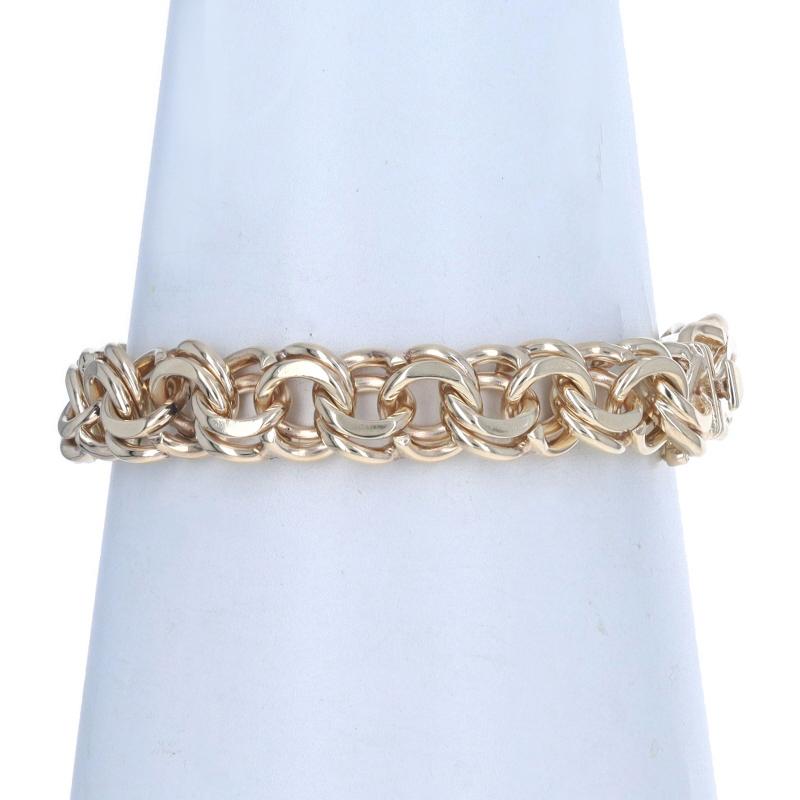 Bracelet à double boucle courbée en or jaune 14 carats avec diamants taille 7 1/2