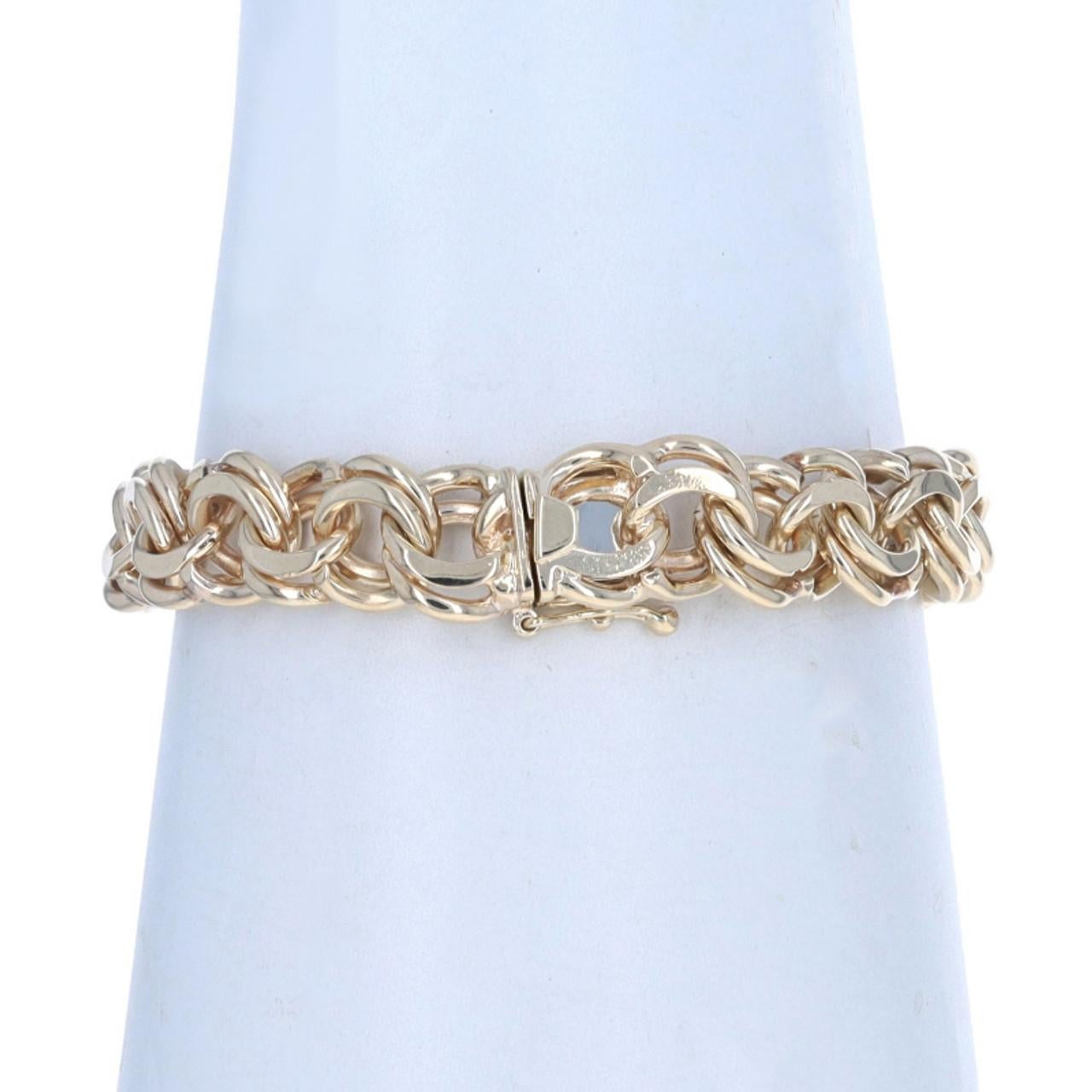 Gelbgold Diamantschliff Double Curb Kette Armband 7 1/2 14k Starter Charme Damen