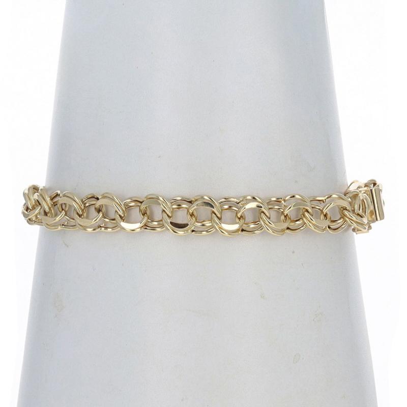Bracelet à double boucle courbée en or jaune 14 carats avec diamants taille 7 1/2