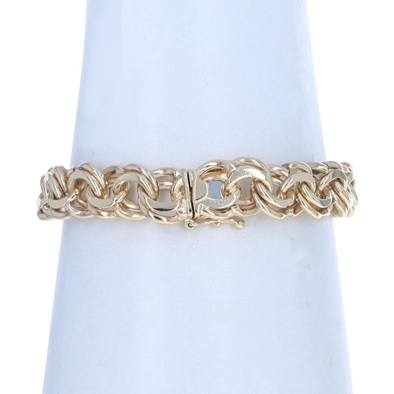 Bracelet à double boucle courbée en or jaune 14 carats avec diamants taille 7 1/2